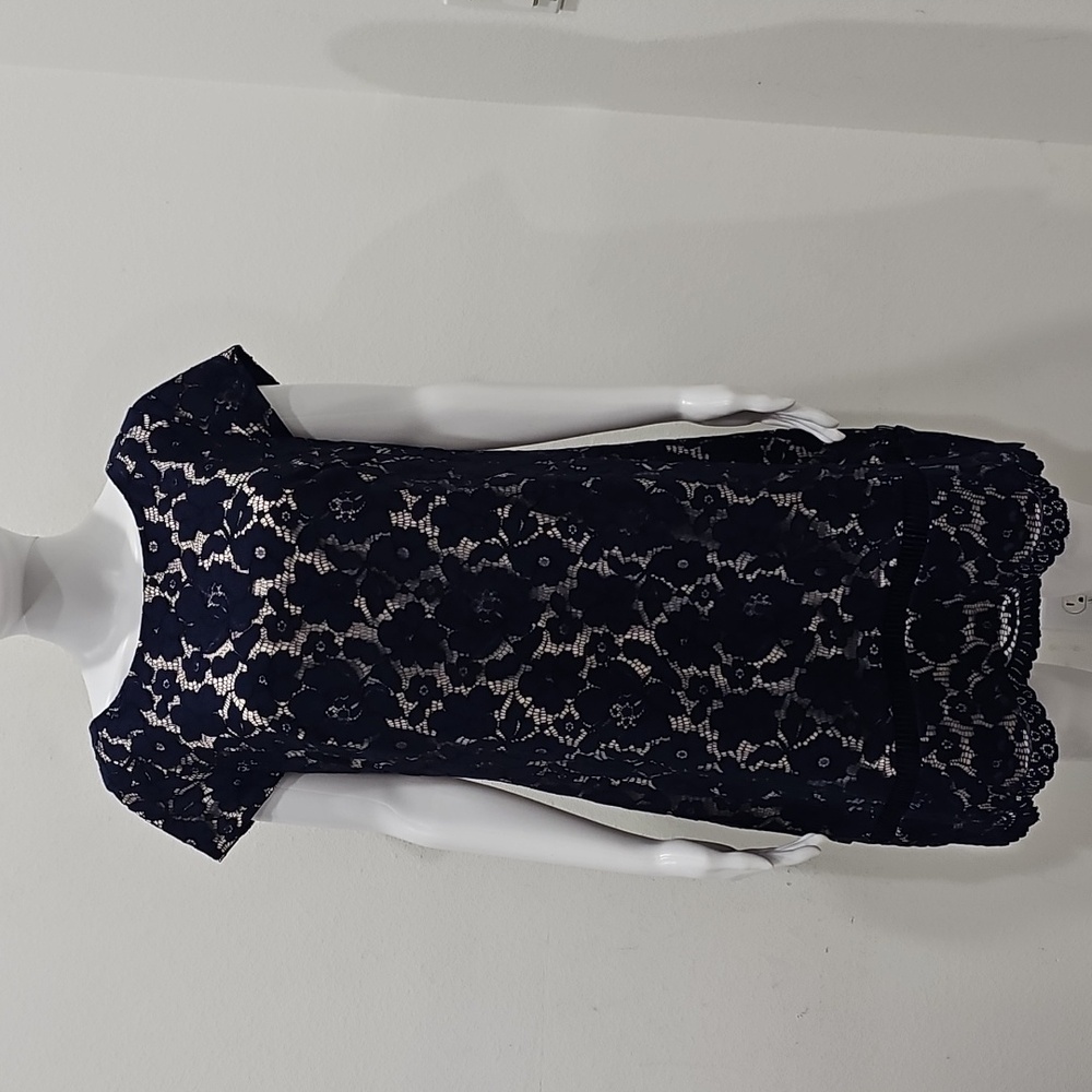 Vince Camuto Blue  Laced Short Sleeve Dress Size 14